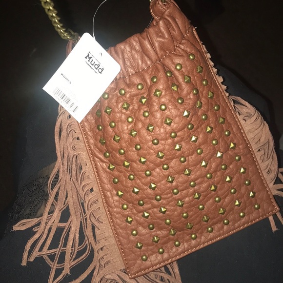 Mudd Handbags - Brown studded fringe purse
